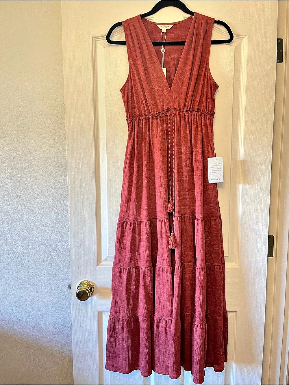Max Studio London Tiered Maxi Dress in Dark Pink - Small NWT